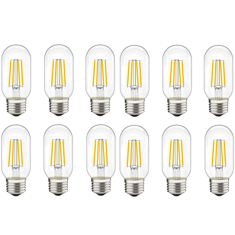 LED Tubular Bulb 4W,E26 Clear Edison Bulb,40W Equivalent 400 Lumens, Antique Edison Style LED Filament Light Bulbs,2700K Warm White Non Dimmable Pack of 12 4 Watt Warm White 12pc