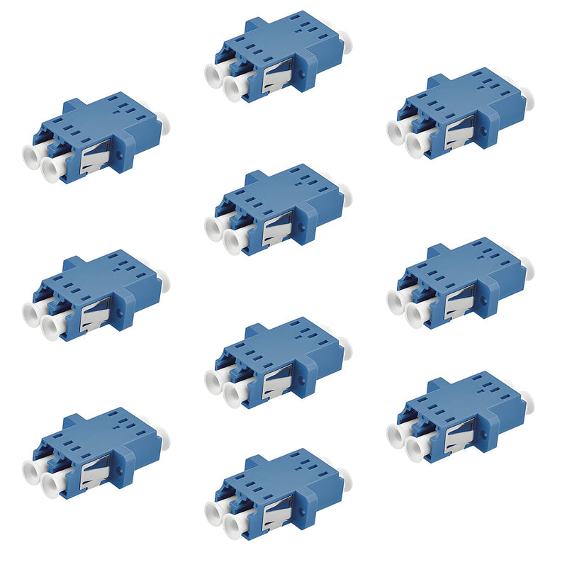 10-Pack LC Fiber Optic Adapter - LC to LC Duplex Singlemode Coupler - Blue