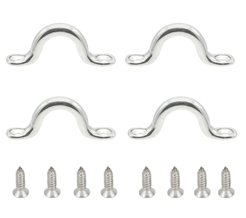 Tie Down Anchors for Bimini Top Eye Straps - Heavy Duty 316 Stainless Steel Pad Eyes/Footman's Loops for Boat & Kayak Deck Rigging (M5 M6 M8 M10 Sizes) 10mm 3/8inch 4pcs 4