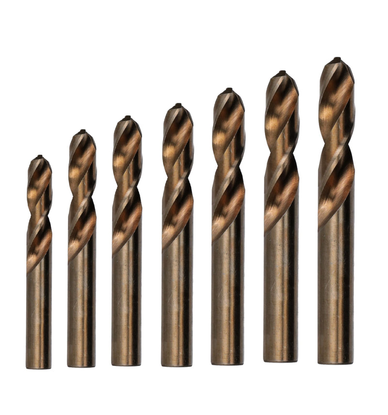 Drill America 7 Piece Screw Machine/Stub Cobalt Drill Bit Set, Plastic Pouch Case, D/ASTCO 7 Piece Kit