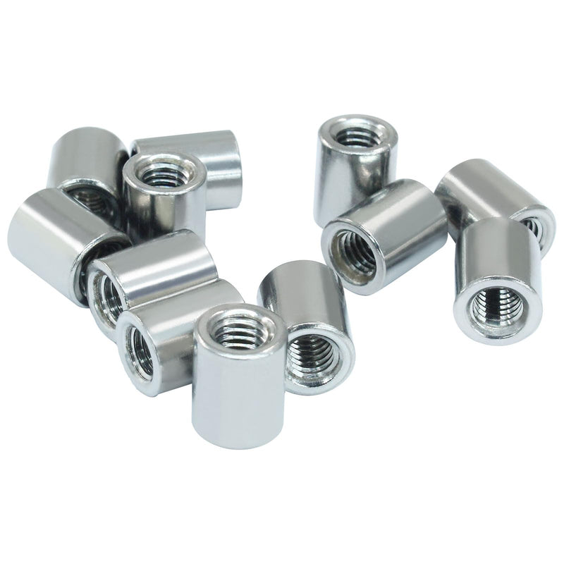 12 Pcs M5 Coupling Nut, Stainless Steel Round Sleeve Stud Nut Threaded Hardware, Connecting Rod Nuts for Bracket, Camera Pan, Lamp Bracket， 10mm Height M5*10-12PCS