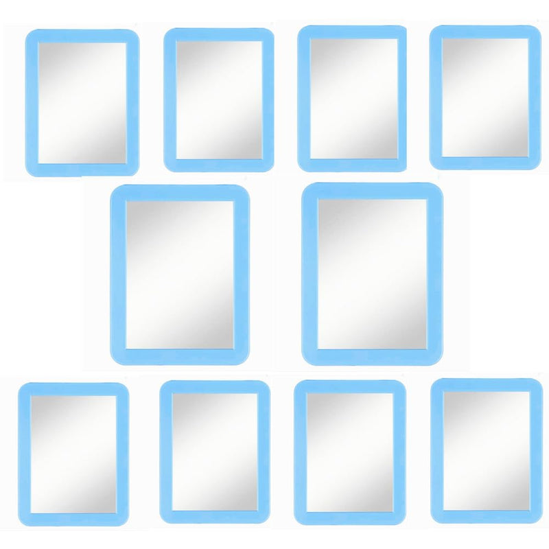 10 Pack Blue Magnetic Locker Mirror,5" x 7" Iocker Mirror Magnetic - Small Mirrors for School Locker, Bathroom, Workshop Toolbox, Office Cabinet,Easy Install Blue-10 Pack