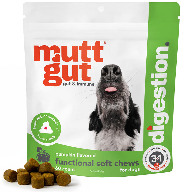 MuttGut® 3-in-1 Puppy & Dog Probiotics + Prebiotics + Postbiotics Chews - Promotes Digestive Health, Supports Immune System and Overall Health - Dog Diarrhea Relief & Immune Support - 60 Soft Chews - NewNest Australia