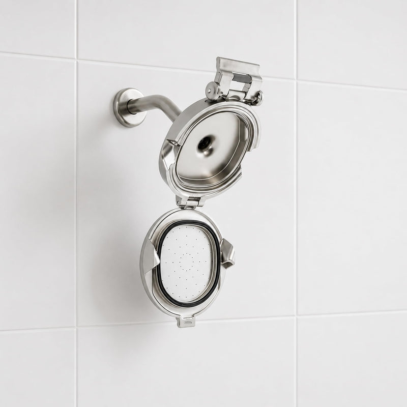 Patented Open Clean Design Shower Head - The World’s Only Cleanable Shower Head to Reduce Moisture & Buildup, High Pressure Flow, Universal Fit - Chrome - 5.5 inches