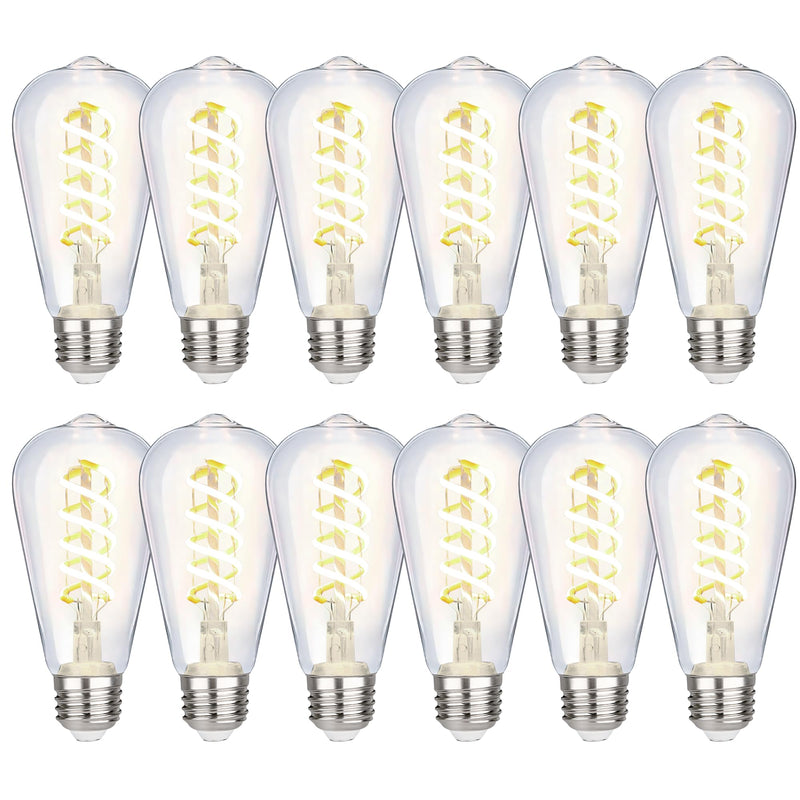 12 Pack Shtterproof Vintage LED Edison Bulbs, Led Light Bulb 60W Equivalent, Non-Dimmable Led Bulbs, High Brightness 700 LM Neutral White 4000K, ST58 Antique Filament Bulbs CRI 80. Neutral White 4000k 12pack