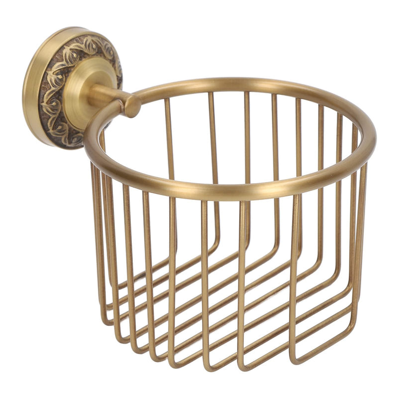 Brass Antique Toilet Roll Holder, Wall Mount No Punch Shiny Rusty resistants with Accessories for Bathroom Tissue Roll Dispenser