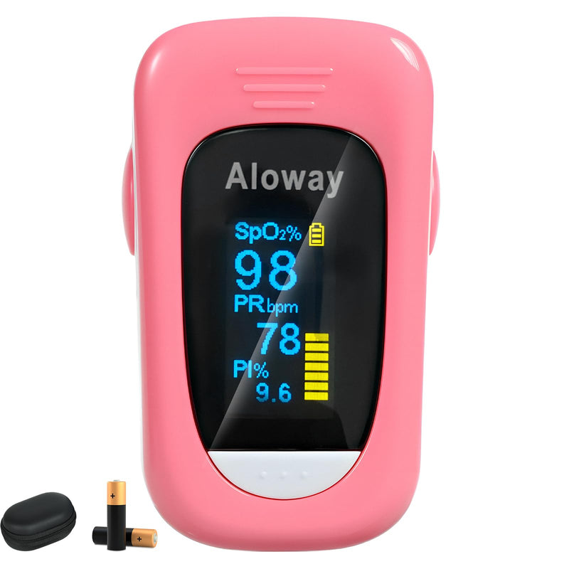 Aloway Finger Oxygen Monitor, Pulse OX, Pulse Oximeter Fingertip, Oxygen Monitor Fingertip with Pulse Monitor, SpO2 Reading Home Outdoor Sports, Pulse Oximeter(Pink) pink