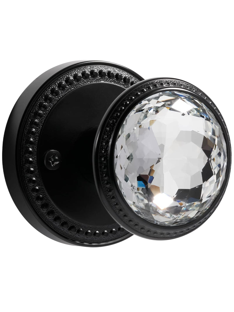 1 Pack Black Door Knobs Crystal Door Knob Passage Door Knob for Hall and Closet Glass Matte Black Zinc Alloy 1 Blakc-Passage
