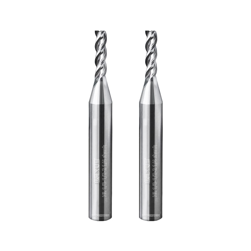 Tools High Finishing Carbide End Mill for Aluminum or Copper Cutting, U-Type Design Square Milling Cutter, 3 Flute Mill Bits Sets 1/2 Shank (1/8-2" 2PCS) 1/8"DIA -1/2"FL - 2"OL 1/4Shank 2PCS