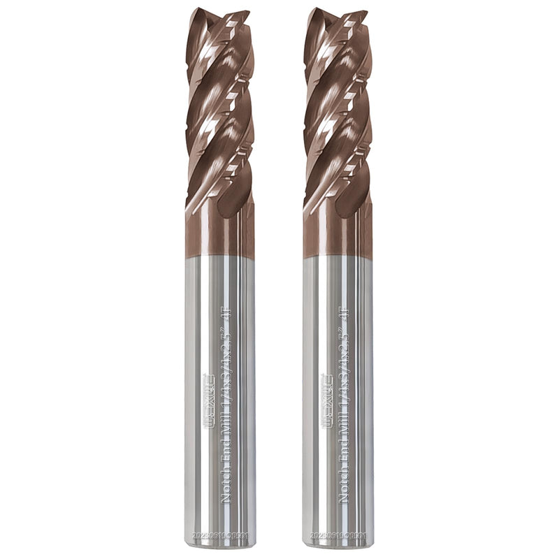 Tools Carbide Roughing End Mill with Notch Groove Square Carbide End Mills for Generral,Alloy,Cast Iron, Hardened Steel Cutting- 4 Flute Cutting Tools 1/4 Shank (1/4-2.5" 2PCS) Notch End Mill 1/4-2.5" 2PCS