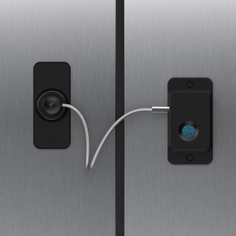 Fingerprint Fridge Lock - Child & Pet Proof Security for Drawers, Cabinets, Ovens, Toilet | Smart Biometric& USB Key | Easy Install | Quick Unlock (Black, 1 Pcs) Black