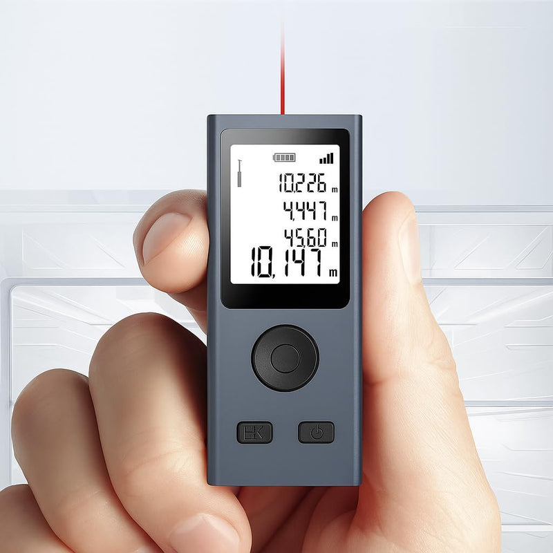 Rangefinder Laser Distance Measuring Device | 98ft Range | Digital Range Finder USB Rechargeable | ±0.078mm Accuracy, HD Backlit Portable Laser Tape | Handheld Smart Measure Device m/in/ft (30M/98ft)