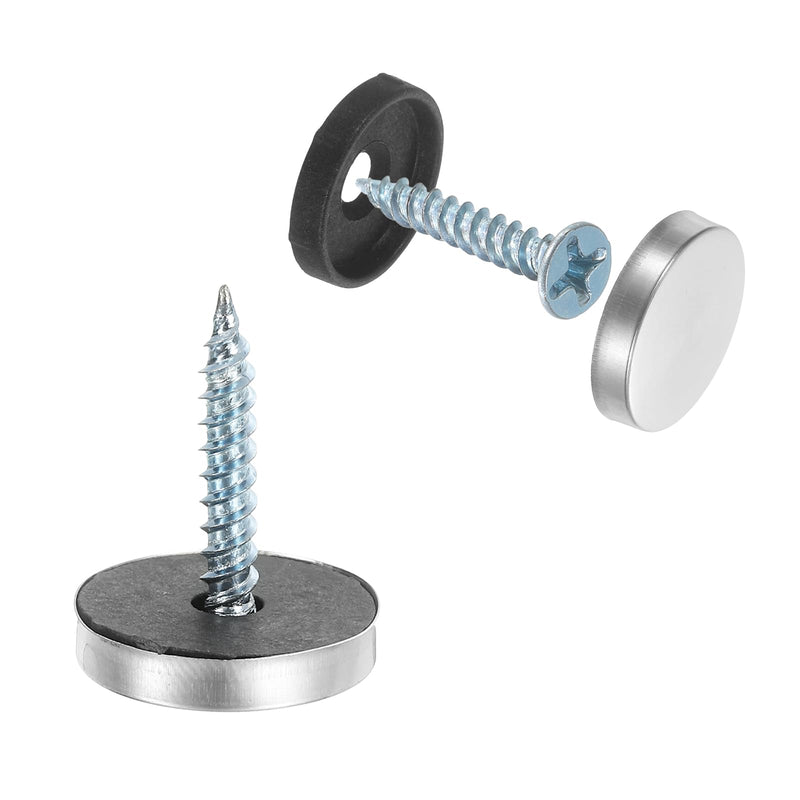 uxcell 12pcs Screw Covers Caps, 18mm Dia Stainless Steel Mirror Screws Decorative Cover Caps Nails Flat Gasket Mirror Screw Fasteners for Sign Advertising Hardware Construction, Silver