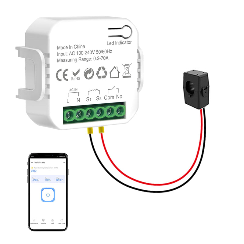 WiFi Smart Energy Monitor: Smart Power Meter, Real-Time Power Consumption Tracker with Remote Control, Track Voltage & Current via eWeLink App, Smart Home Electricity Usage Analyzer for Home Office