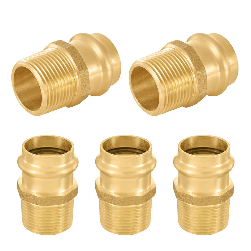 5 Pack FOSKAN Copper Press Male Thread Adapter, 1" Press x 1" MNPT 5 1"press x 1"MNPT