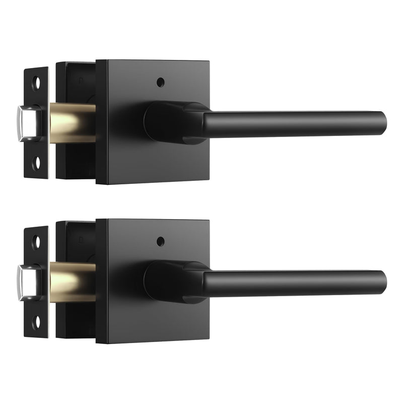 2 Pack Black Door Handles Interior, Matte Black Door Handles,Privacy Black Doorhandles for Bedroom and Bathroom Privacy-2Pack