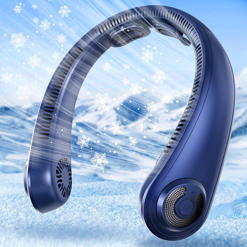Portable Lightweight Neck Fan with Neck Support, Birthday Gifts for Men Women Dad Mom, Rechargeable Personal Wearable Cooling Neck Fans for Hot Flashes, Disneyland, Travel, Camping Essentials Dark Blue
