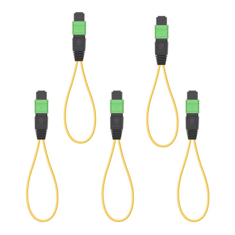 5pack MPO/APC 12-Core Single Mode Fiber Loopback, Pull Ring Design for High-Precision Network Testing and Maintenance 5pack MPO-12core-SM