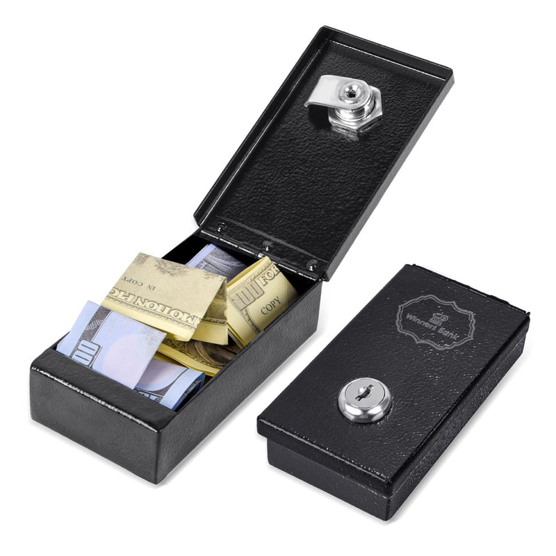 Winners Bank, Metal Box For Gambler, Winner Bank With Key Casino, Mini Lock Box For Gamblers, Gambling Box Portable Safe Casino Money Pocket Sized Cash Box with Key Go Home Money (1Pack) Black