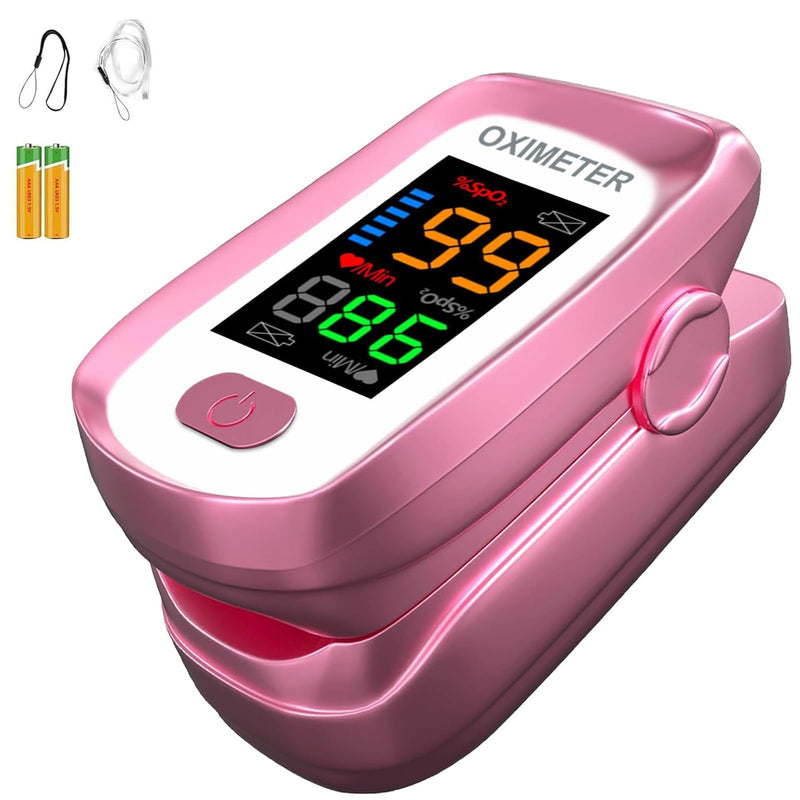 Blood oxygen meter finger, Oxygen meter finger pulse oximeter, Pulse oximeter for kids and Adult, Oxymeter Pulse OX for Sports Aviation Use Pink1 PINK