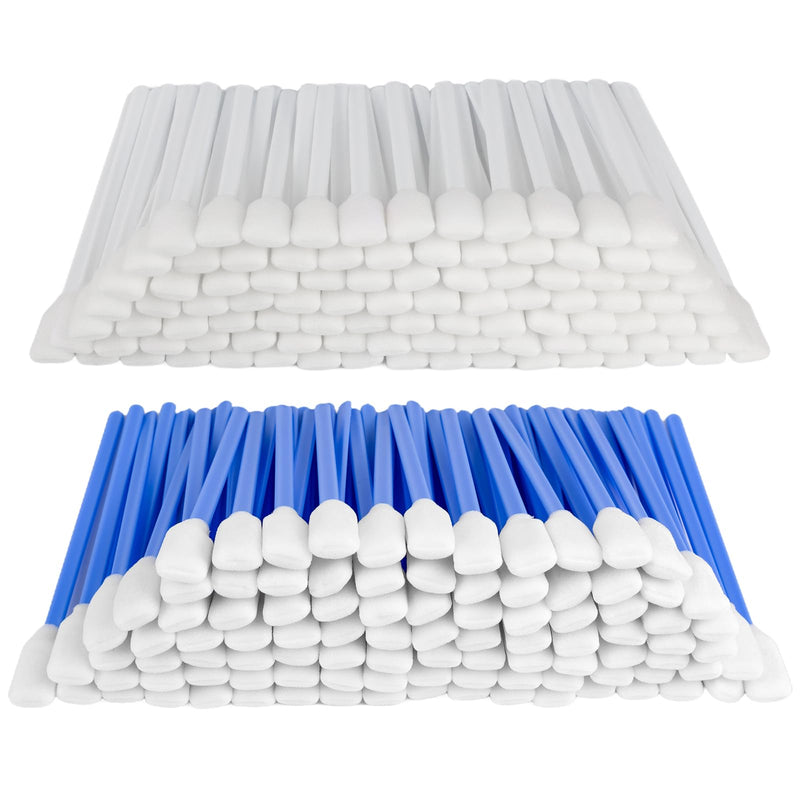 (300 PCS) 5.11" Square Rectangle Foam Cleaning Swab Sticks(Two Color) | 150 PCS White+150 PCS Blue