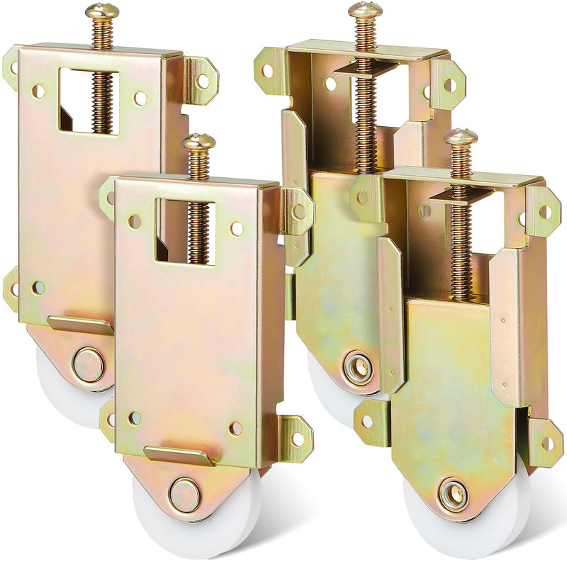 Therwen 4 Pcs 2-5/16 Inch Sliding Mirror Closet Door Roller Wheels Replacement Assembly 1-1/2 Inch Nylon Concaved Ball Bearing Wheels, Sliding Glass Screen Door Hardware Fits 2-5/16"