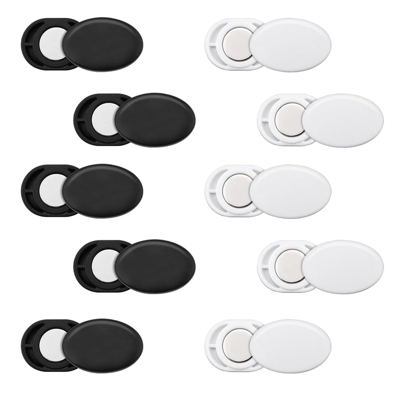10 Pairs Race Bib Magnets, Plastic Magnetic Race Number Holders Race Bib Clips Running Bib Buckles Bib Fasteners Bib Pins Magnetic Marathon Bib Clips for Running Triathlon Cycling (Oval)