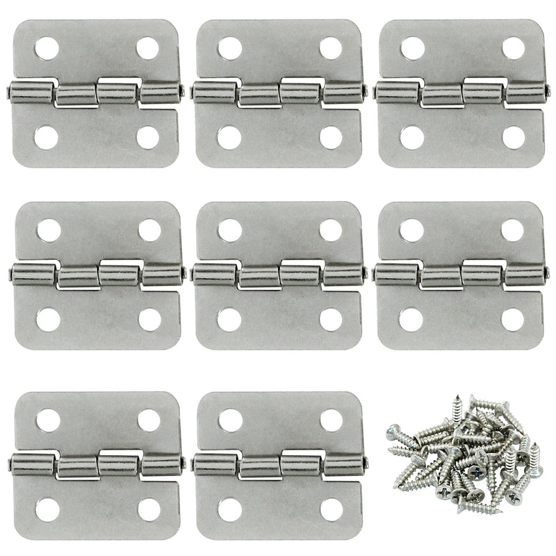 0.63" x 0.7" Mini Hinges, Butt Hinge, Tiny Hinges for Mini Cabinet Jewelry Wooden Box, Doll House DIY Hinges with Mounting Screws (Silver) Silver
