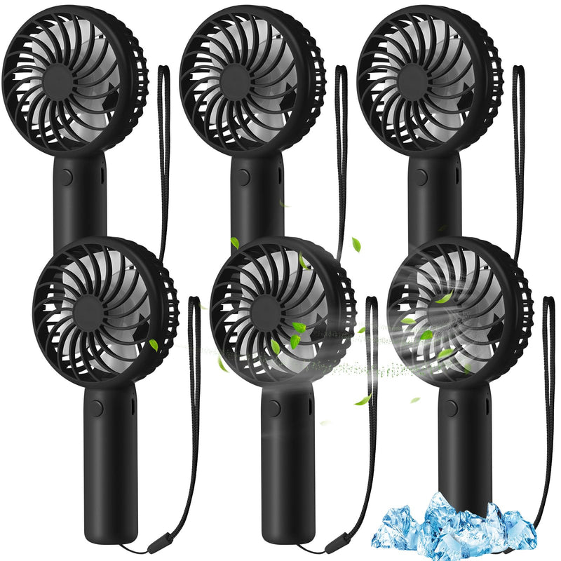 6 Pcs Mini Powerful Handheld Fan 3 Speed Personal Small Portable Rechargeable Fan with Base USB for Women Eyelash Makeup Office Travel Beach Indoor Outdoor (Black) 6 Black