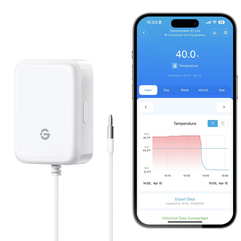 GoveeLife Refrigerator Freezer Thermometer 1 Pack, Bluetooth Temperature Sensor with Alarm, Smart APP Alerts for Fridge/Freezer/Tub(WiFi Gateway Not Included) 1 Sensor
