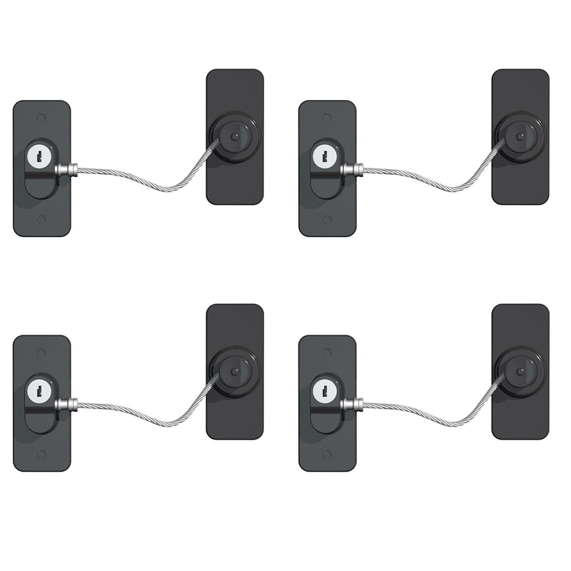 Fridge Lock (4 Pack),Refrigerator Lock with Keys,for Fridge, Cabinet Locks, Drawers, Dishwasher, Toilet and Child Safety Cabinet Locks, Traceless Adhesive No Drilling (Black) Black 4pack