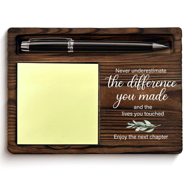 Retirement Gifts for Men Women, Retired Leaving Farewell Goodbye Gifts for Coworker Boss Leader Teacher, Never Underestimate The Difference You Made Sticky Note Holder for Desk