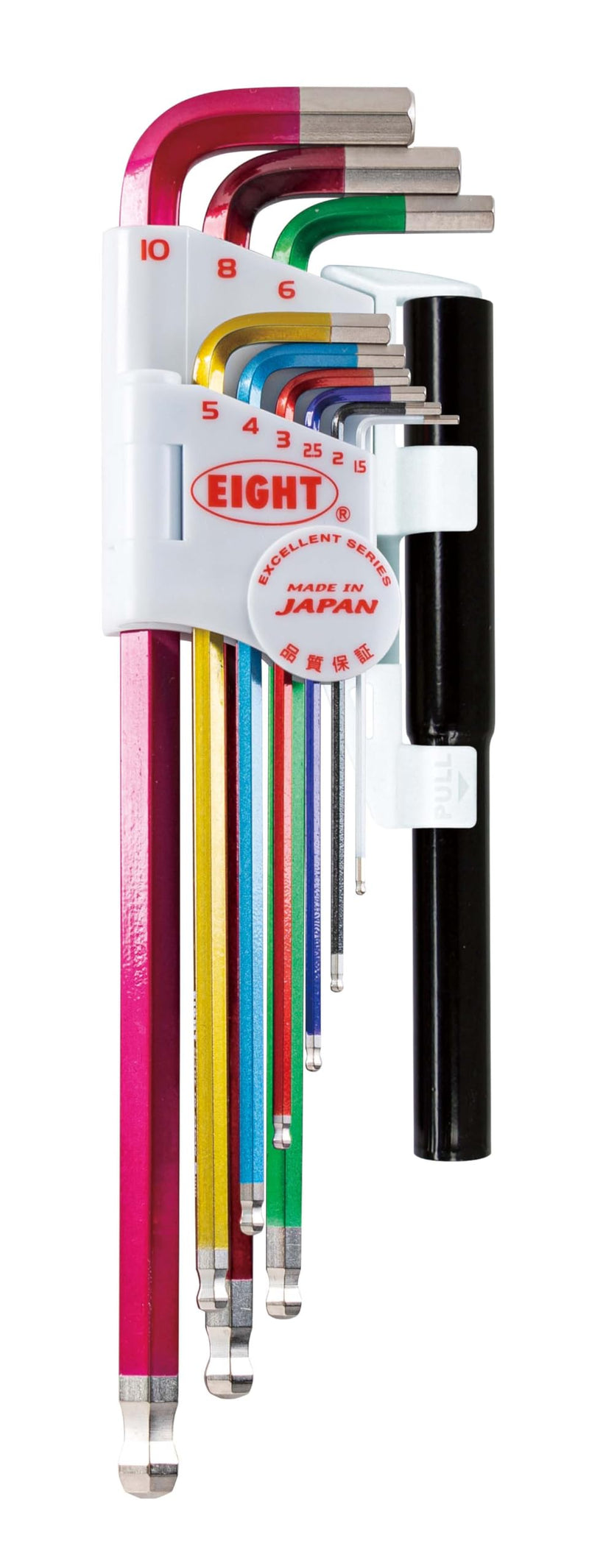 EIGHT TOOL TLC-S9NP, MULTICOLOR, TAPER HEAD HEX KEY EXTRA LONG SET, METRIC, 9PC 1.5-10MM W/EXTENSION PIPE