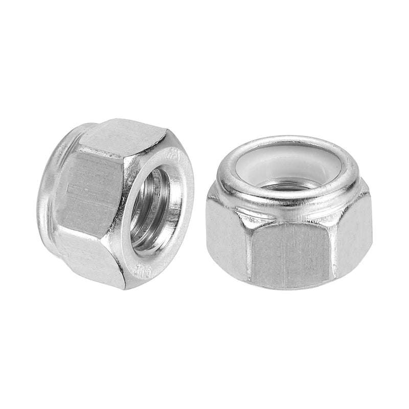 uxcell 100Pcs 5/16"-18 Nylon Insert Hex Lock Nuts, 316 Stainless Steel Self-Locking Nylon Insert Stop Nut for Industrial Construction Fasteners, Silver & White 100
