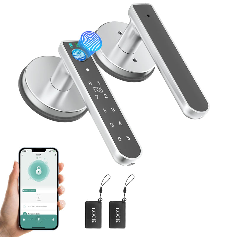 Fingerprint Door Lock, Finger Print Door Knobs Thumbprint Door Knob with App Control/Fingerprints/IC Cards/Codes/Keys, Smart Lock for Bedroom Home Apartment