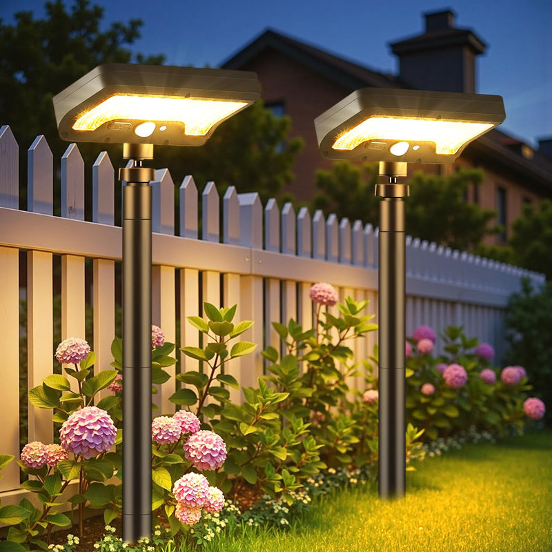 Solar Walkway Lights Outdoor, 92 LEDs Motion Sensor Outdoor Lights,600Lumen Brighter Solar Pathway Light with Adjustable Angle for Garden, Yard, Walkway(Warm White, 2 Pack) Warm White