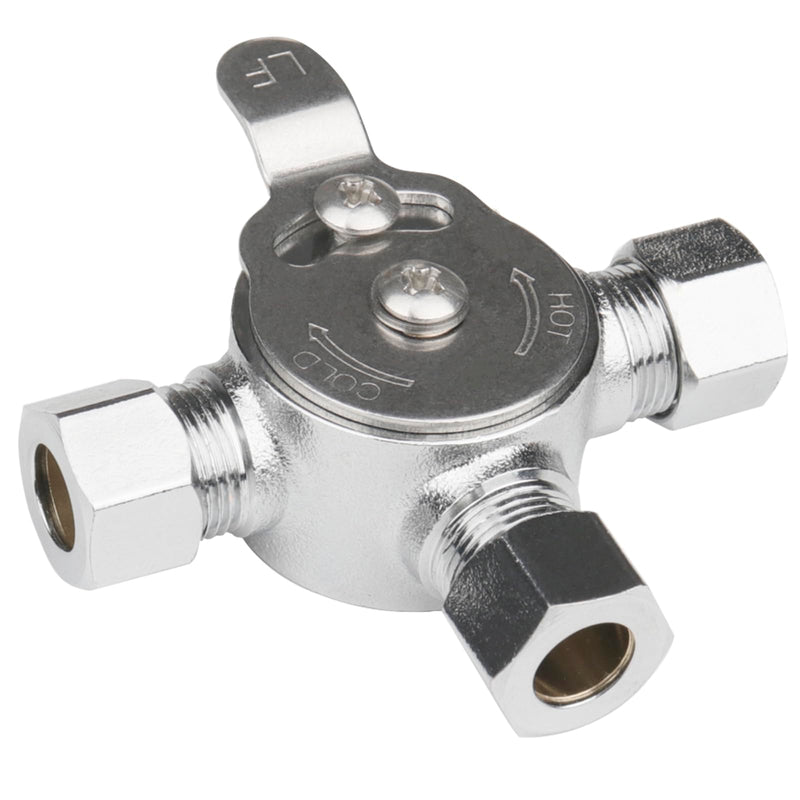 WHK Water Mixing Valve Hot Cold Water Mixer, Inlets and Outlet is 3/8"Inch by Compression Connection on Sink to Adjust Water Tempture(Lead-Free Brass)