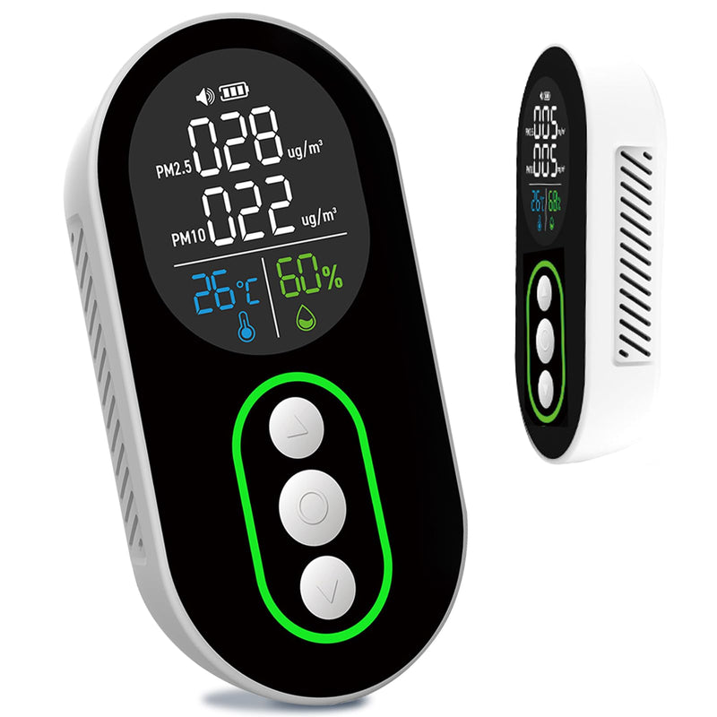 LSENLTY 4 in 1 PM 2.5 and PM 10 Air Quality Monitor(Temp/Humidity/PM2.5/PM10), Portable PM 2.5 Detector with Alarm Function, 0~1000 UG/m³ Detector Range Air Quality Monitor for Home, Office, School