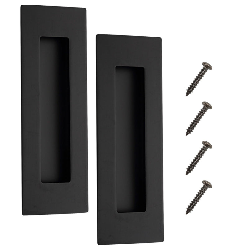 6 Inch Recessed Pocket Door Pull, Stainless Steel Rectangular Finger Flush Puls for Sliding Closet Barn Door Handle Rectangular Door Hardware (Matte Black, 2 Pack) 6 Inch Matte Black (2 Pack)