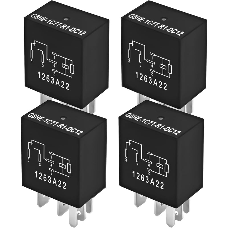 Relay G8HE-1C7T-R1-DC12 (Set of 4), 12VDC 5Pins Plug-in Installation Automotive Relay - OEM Replacement, SPDT
