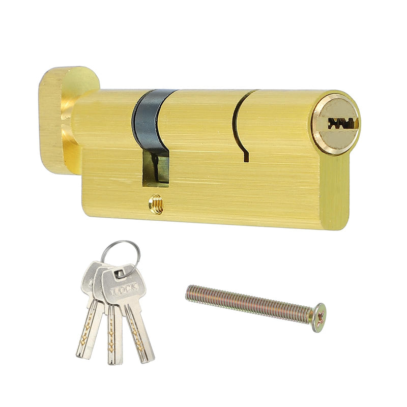 PATIKIL Solid Brass Lock Cylinder, 90mm(55/10/25) 1-1/4" Door Lock Cylinder Storm Door Lock Cylinder with 3 Keys for Anti-Theft Wooden Aluminum Door 90mm(55/10/25)
