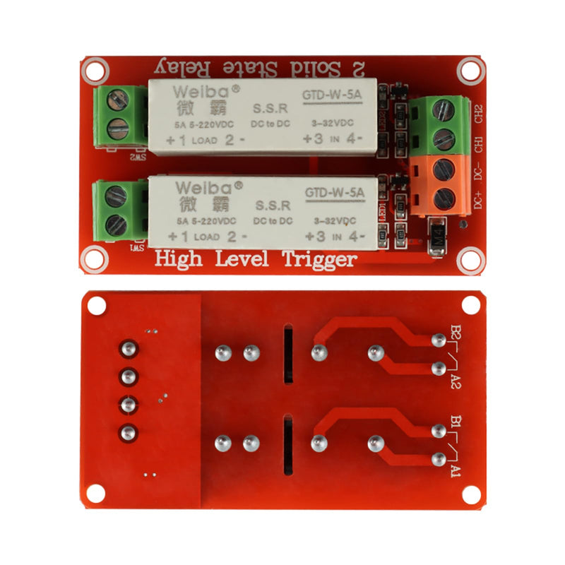 5V 1 Channel Solid State Relay Module, Low Level Trigger, 5A DC Control (2 Channel) 2 Channel