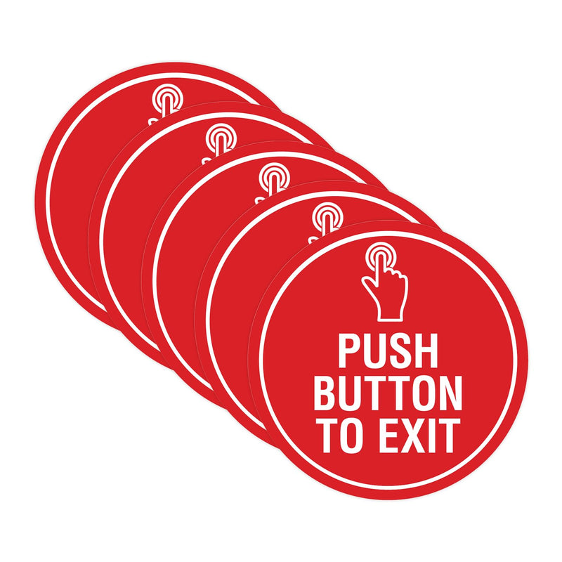 Signs ByLITA Circle Push Button To Exit Sign (Red) - Small (5 Pack) 4"- Small (5 Pack) Red