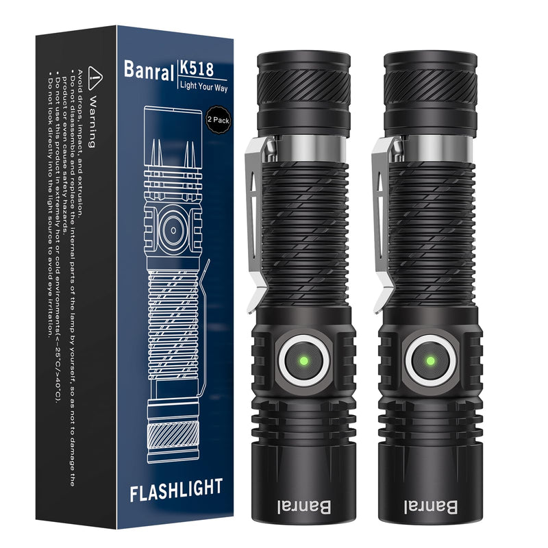 Banral Rechargeable Tactical Flashlights, High Lumens Small Mini USB-C LED Flashlight, Compact EDC Flash Light, 4 Modes&Memory Function, Waterproof Pocket Lights for Home,Camping,Emergency,Car,Hiking Black 2