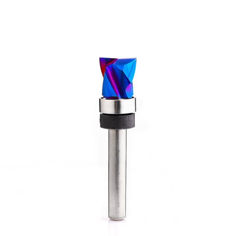 Ruhitools Pattern Router Bit Flush Trim with Compression Spiral Template for Woodworking Trimming Top Bearing End Mill 1/2x1/2x2-1/4 inch TB1132 1/2" Dia-1/2" CL-1/4" Shank