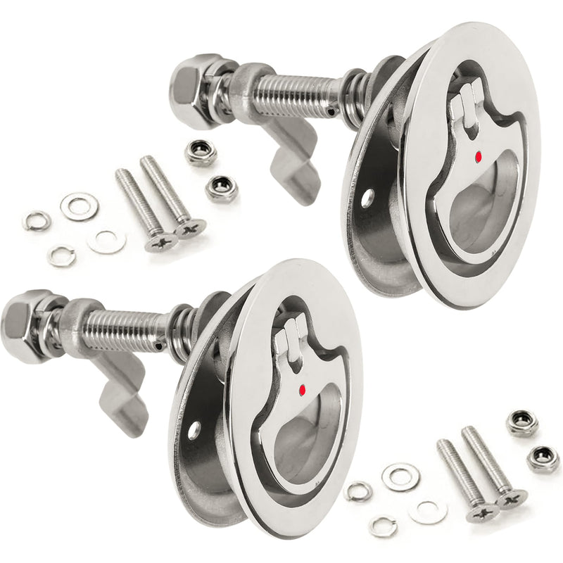 Boat Hatch Latch Stainless Steel Marine Slam Latch Boat Flush Pull Handle with Plate and Screws 2 pack