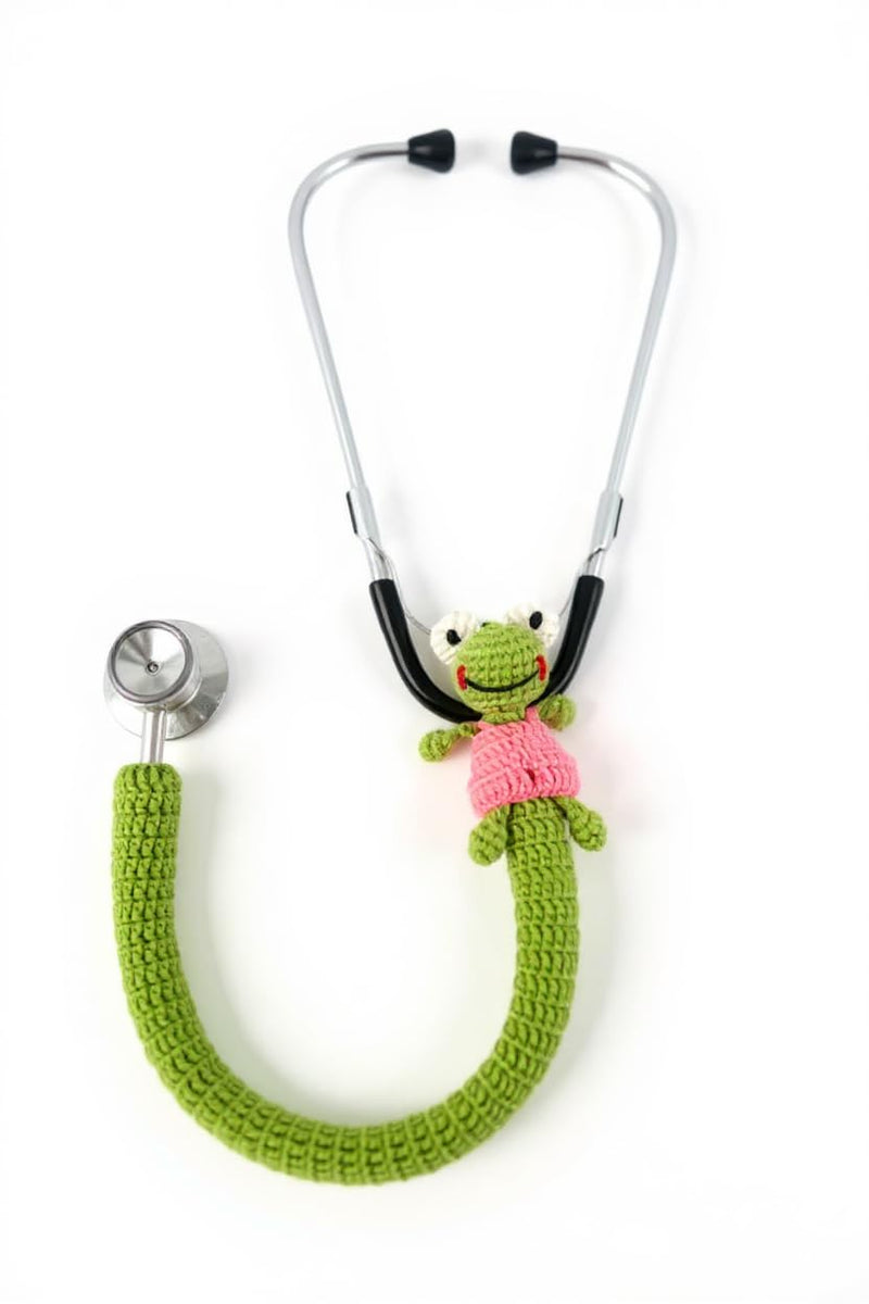 Handmade Crochet Frog Stethoscope Accessories Cover – Cute & Comfortable for Pediatricians and Nurses