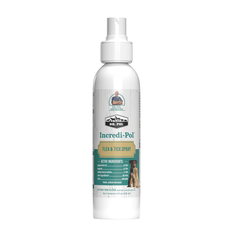 Dr. Pol Incredi-Pol Flea & Tick Spray | Fast-Acting Pest Control for Dogs | Helps Repel & Eliminate Fleas, Ticks & Larvae | Safe & Effective Formula | 8 oz