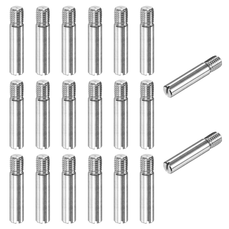 M METERXITY 20-Pack M10 x 50mm Slotted Cylindrical Pin Dowel, 304 Stainless Steel External Thread Locating Dowel Parallel Pins for Metal Devices/Wooden Projects [Silver Tone]