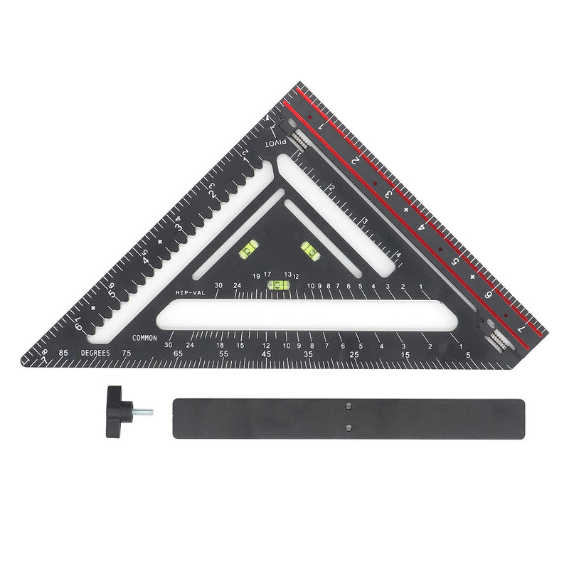 Carpenter Square, 90° Framing Layout Tool Rafter Square with Level, Folding Triangle Ruler Measuring Square Tool for Woodworking Carpentry
